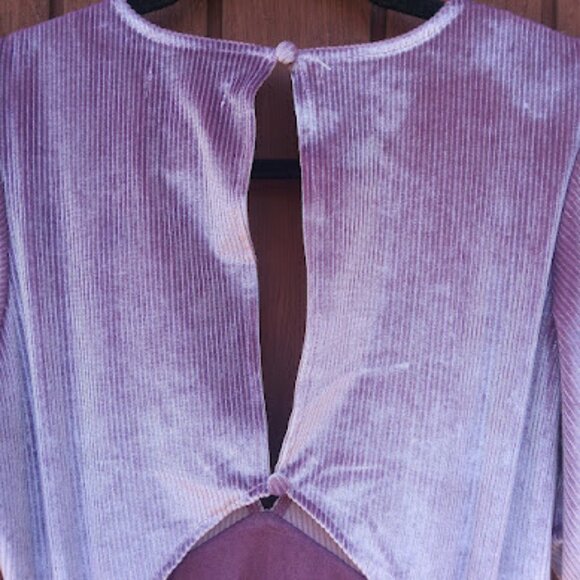 L*SPACE | NWOT Ruby Ribbed Purple Puff Sleeve Velvet Mini Dress In Iris Y2K M - Picture 8 of 12